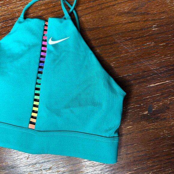 Nike Training Rainbow Ladder Indy Sports Bra Womens Green Size XS Polyester/Span - Picture 4 of 7